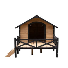 Cuccia Grande in Legno Stile Cabina con Portico per Esterni