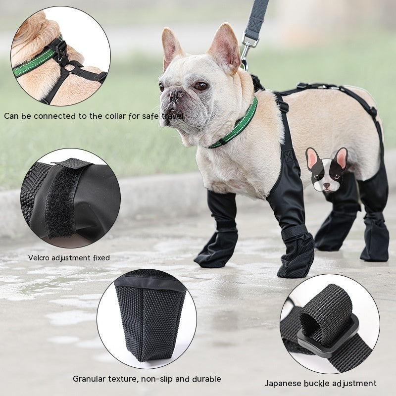 Scarpe impermeabili per cani Stivali regolabili per cani Scarpe traspiranti per animali domestici per passeggiate all'aperto Scarpe morbide per cani francesi Protezione zampe per animali domestici Prodotti per animali domestici