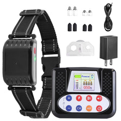 1 Set di Collare Addestramento Remoto per Cane con Recinto Wireless da 300 Metri, Ricevitore Impermeabile IPX6 con Modalità Bip Vibrazione Scossa da 0-9 Livelli, Sistema Trasmettitore Ricaricabile a 4 Canali