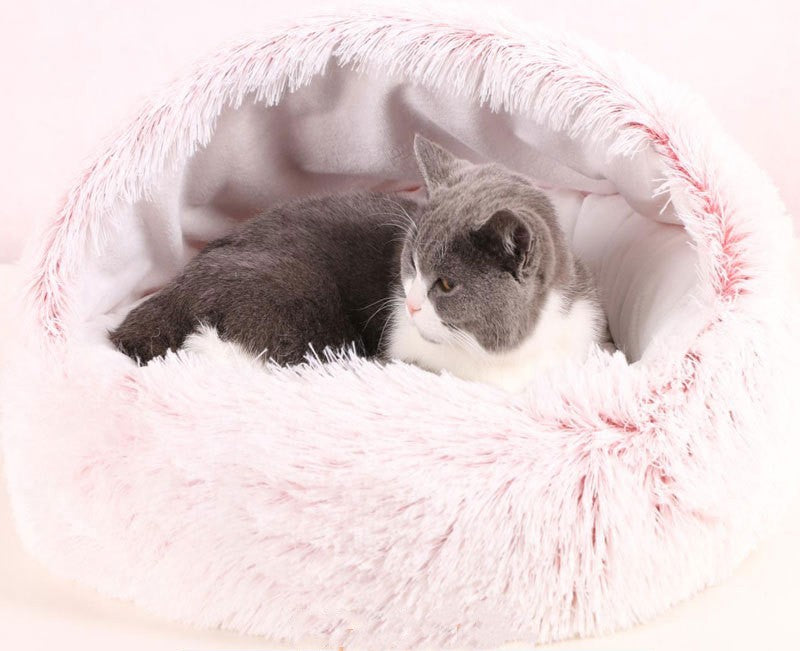 Lettiera per gatti rotonda in velluto di cristallo caldo a mezza confezione