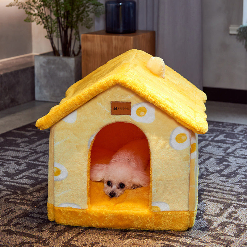 Cuccia Pieghevole per Cani Letto per Gatti Invernale Villa per Cani Cuccia Rimovibile Nido Caldo Grotta Chiusa Divano Forniture per Animali Domestici