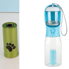 Borraccia portatile per gatti e cani, distributore di cibo, beverino e raccoglitore di deiezioni, 3 in 1, a prova di perdite, multifunzione, prodotti per animali domestici