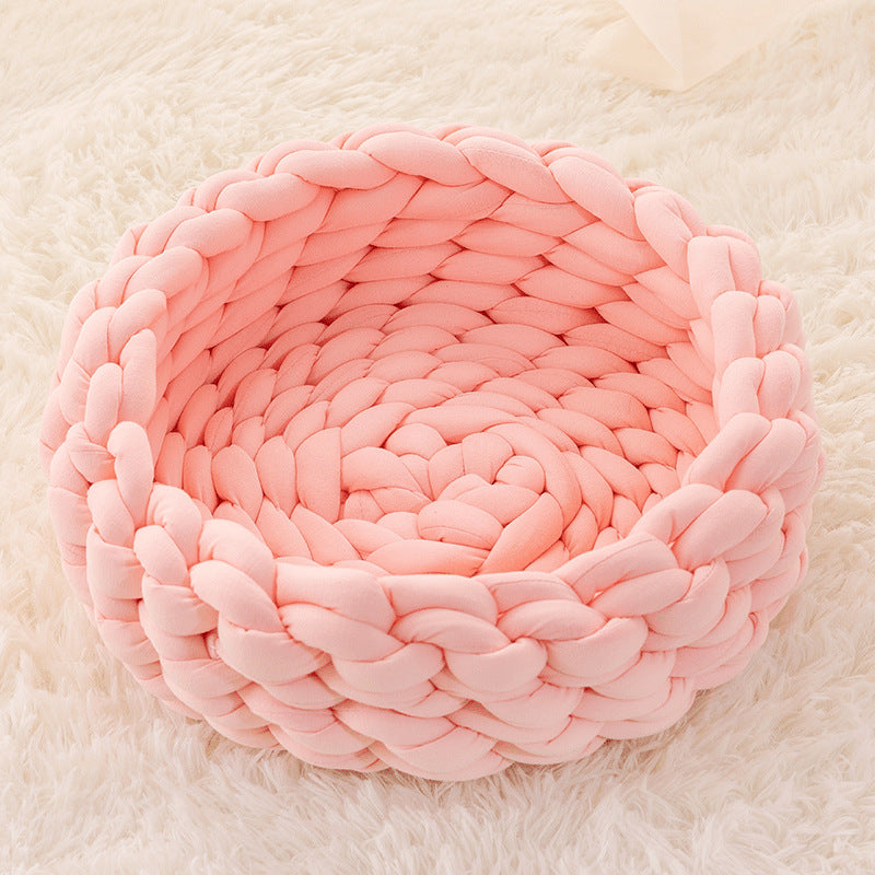 Cuccia per Gatti, Cuscino Morbido in Peluche Lungo, Tappeto Caldo per Animali Domestici, Carino Cuccia per Gatti, Letto Cesto Rotondo Soffice, Tocco Confortevole, Prodotti per Animali Domestici