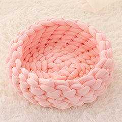 Cuccia per Gatti, Cuscino Morbido in Peluche Lungo, Tappeto Caldo per Animali Domestici, Carino Cuccia per Gatti, Letto Cesto Rotondo Soffice, Tocco Confortevole, Prodotti per Animali Domestici
