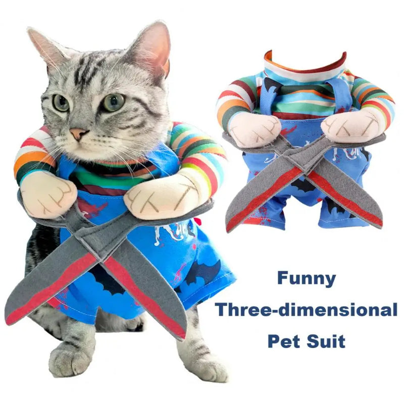 Costume di Halloween per animali domestici, gatto, vestito divertente con spalline regolabili, tuta a forma di forbice, cosplay, vestiti di Halloween e Natale per cani