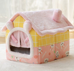 Cuccia Pieghevole per Cani Letto per Gatti Invernale Villa per Cani Cuccia Rimovibile Nido Caldo Grotta Chiusa Divano Forniture per Animali Domestici