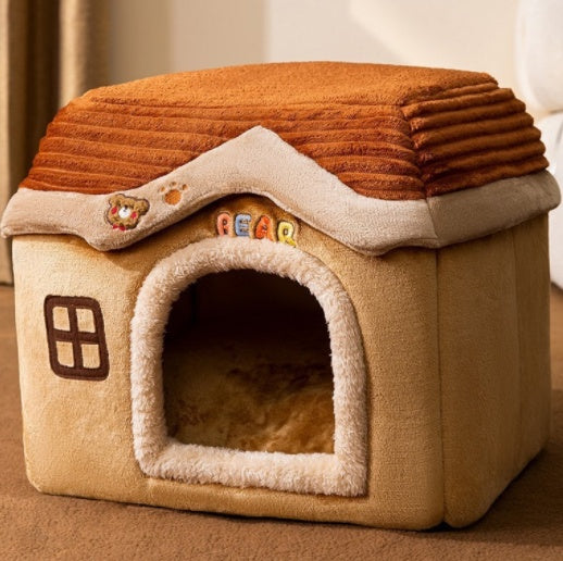Cuccia Pieghevole per Cani Letto per Gatti Invernale Villa per Cani Cuccia Rimovibile Nido Caldo Grotta Chiusa Divano Forniture per Animali Domestici