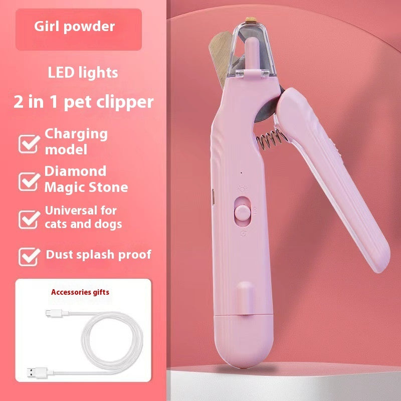 2 in 1 Tagliaunghie per animali domestici con luce LED forbici speciali per linea di sangue per cani e gatti multifunzione tagliaunghie per zampe di animali forniture per animali domestici