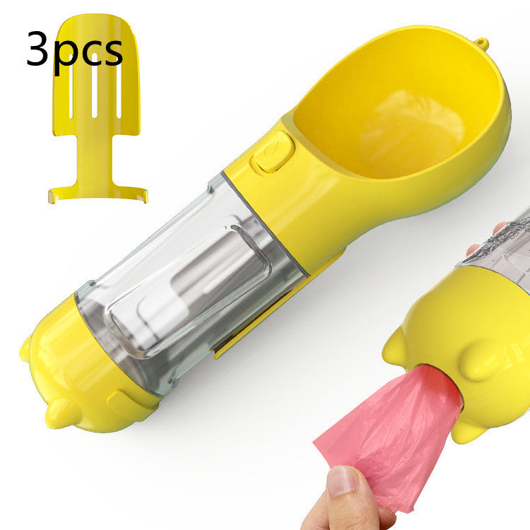 Borraccia Portatile 3 in 1 per Cani con Ciotola per Acqua, Dispenser di Sacchetti Igenici per Rifiuti e Borraccia per Animali Domestici, per Viaggi all'Aperto