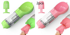 Borraccia Portatile 3 in 1 per Cani con Ciotola per Acqua, Dispenser di Sacchetti Igenici per Rifiuti e Borraccia per Animali Domestici, per Viaggi all'Aperto