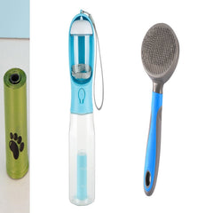 Borraccia portatile per gatti e cani, distributore di cibo, beverino e raccoglitore di deiezioni, 3 in 1, a prova di perdite, multifunzione, prodotti per animali domestici