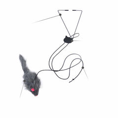 Giocattolo per Gatti Topo Piccolo con Porta Sospesa Telescopica per Animali Domestici