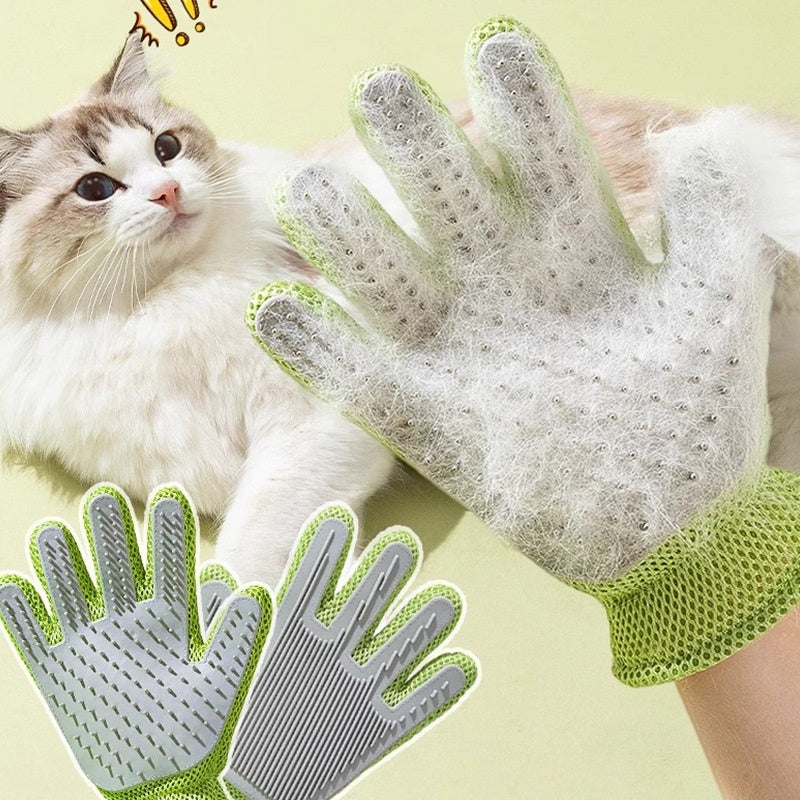 Guanti da bagno per animali domestici guanti per accarezzare il gatto pettine a doppia faccia per peli fluttuanti