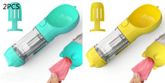 Borraccia Portatile 3 in 1 per Cani con Ciotola per Acqua, Dispenser di Sacchetti Igenici per Rifiuti e Borraccia per Animali Domestici, per Viaggi all'Aperto