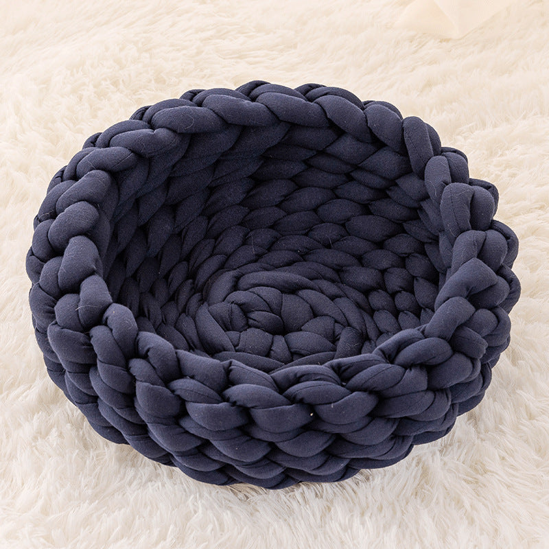 Cuccia per Gatti, Cuscino Morbido in Peluche Lungo, Tappeto Caldo per Animali Domestici, Carino Cuccia per Gatti, Letto Cesto Rotondo Soffice, Tocco Confortevole, Prodotti per Animali Domestici